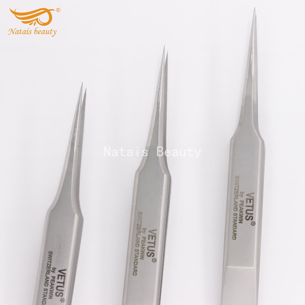 10pcs/lot VETUS stainless steel precision tip tweezers 2-SA eyelash beauty tools best