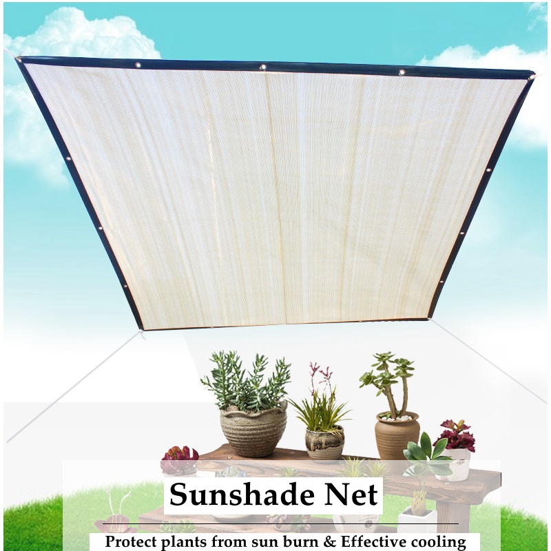6 Pin Beige Sunshade Net Anti-UV 80% Garden Plants Awning Shading Outdoor Succulent Cover Pergola Net Balcony Cooling Net
