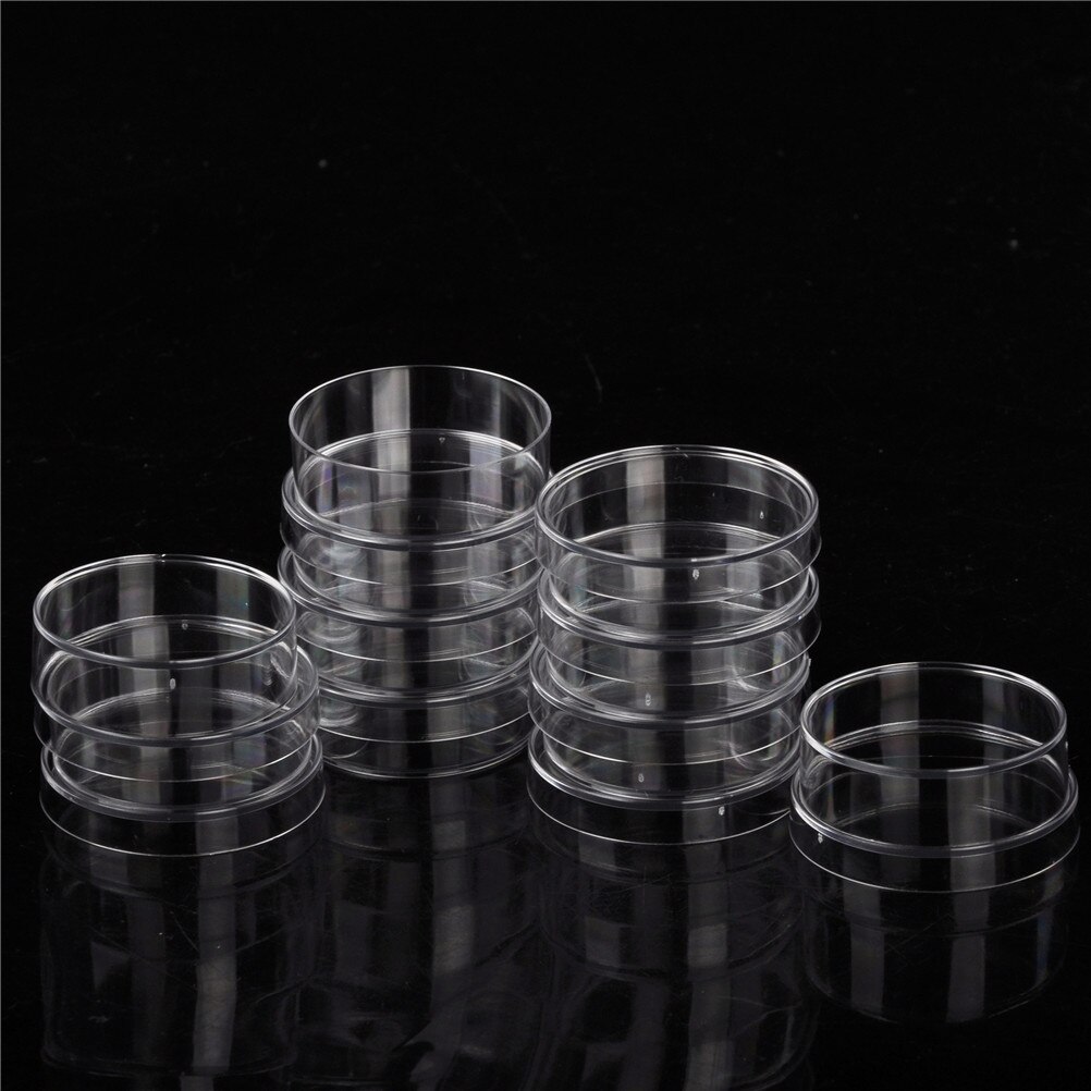 O laboratório fornece 10 pratos estéreis práticos da petri dos pces com tampas para a fonte química do laboratório do instrumento do fermento bacteriano da placa do laboratório 35mm