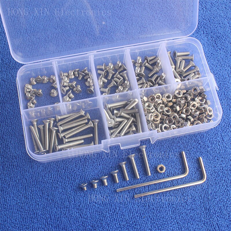 280 Pcs Rosca Métrica M3 countersunk Head falt Variedade set kit Hardware Prendedor de Parafuso parafusos de Aço Inoxidável Hex parafuso Nozes