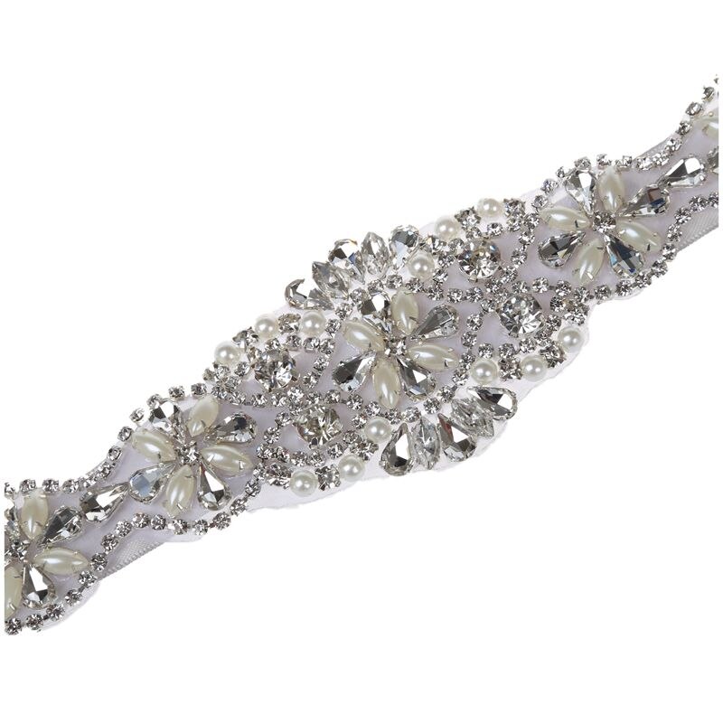Bruidsriemen met strass steentjes voor dames, bruidsriemen voor trouwjurken (grijs)