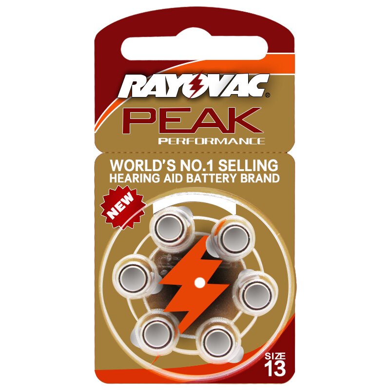 60 stk zink luft 13/p13/pr48 batteri til siemens bte høreapparater. rayovac peak højtydende høreapparatbatterier