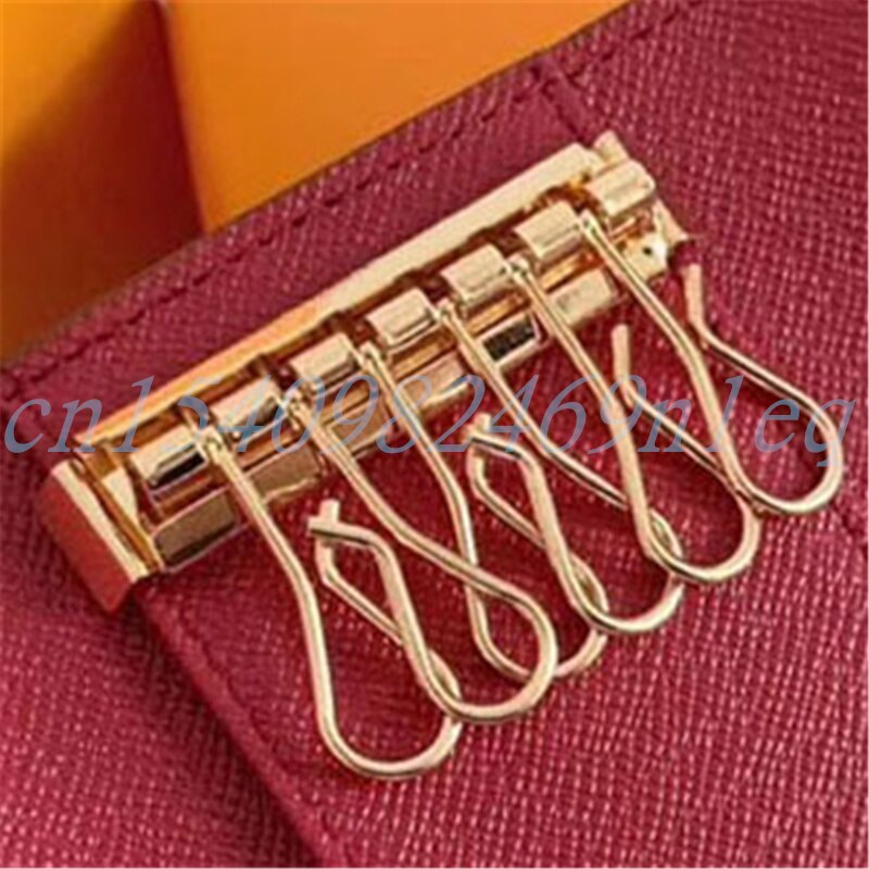 Top Classic Luxury /Business 6 Key Holder Mini Multifunctional Portable Clutch Bags With Box: Flowers Fuchsia