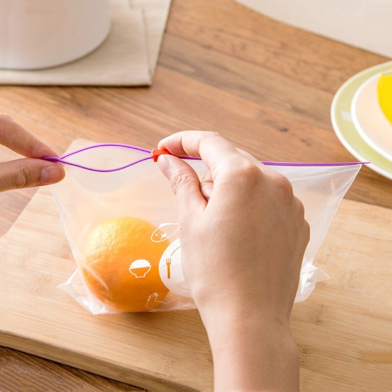 10pcs /Set Reusable Fresh Zipper Bag Freezing Heating Food Salad Wrap Storage Bag Zip Lock Plastic Bags Kitchen Accessories