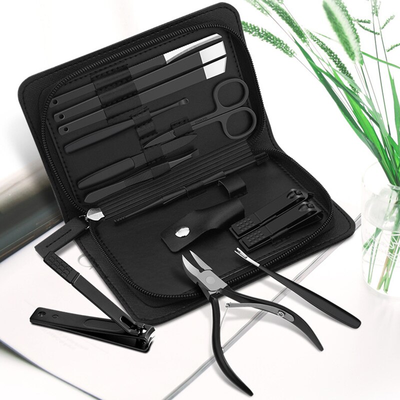 13 Stuks Snijders Voor Manicure Rvs Dikke Nagelknipper Oor Lepel Pedicure Nail Schaar Gereedschap Huishoudelijke Nagels Rits Zak