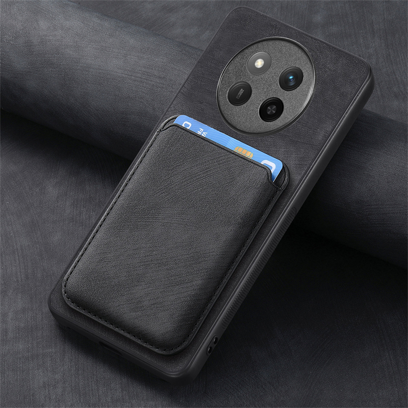 Para Honor Magic7 Lite 5G Funda de cuero de lujo Funda tipo billetera magnética para Honor Magic 7 Lite Funda con ranura para tarjetero desmontable: Negro