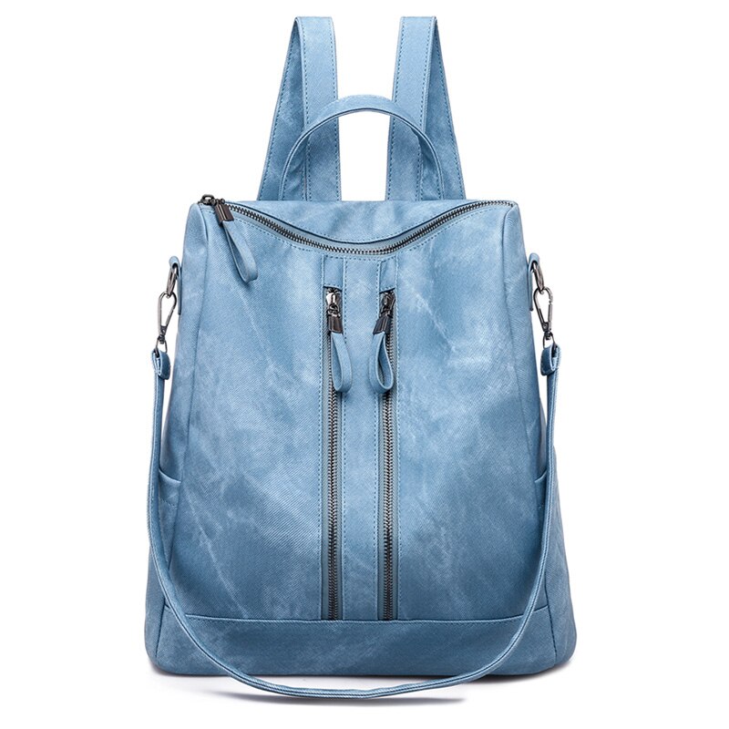 Mochila femenina , mochila femenina informal multifunción, mochila de cuero para mujer, bolso de hombro femenino, mochila A Dos viajes: blue