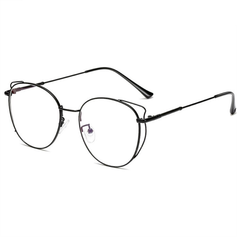 Gafas YOOSKE Anti Blue Light Cat Eyes monturas ópticas redondas de Metal gafas para mujeres y hombres: C1black