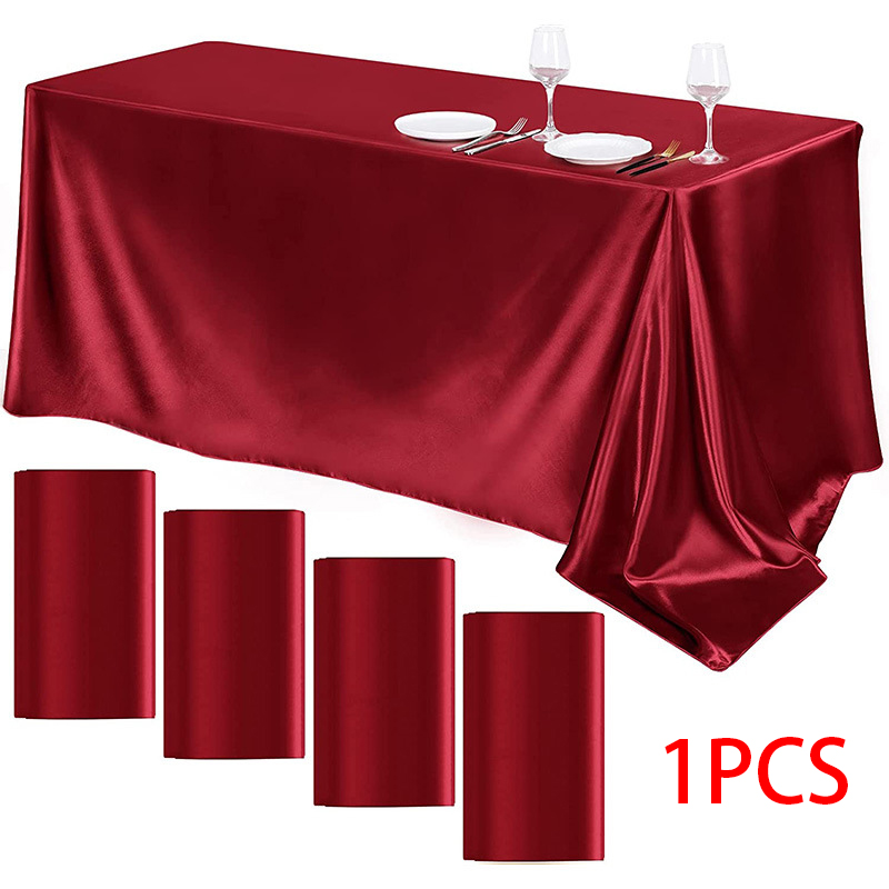 Solid Color Satin Tablecloth Table Cover Overlay Birthday Wedding Banquet Restaurant Festival Party Table Cloth Decoration: light yellow / 80*120cm