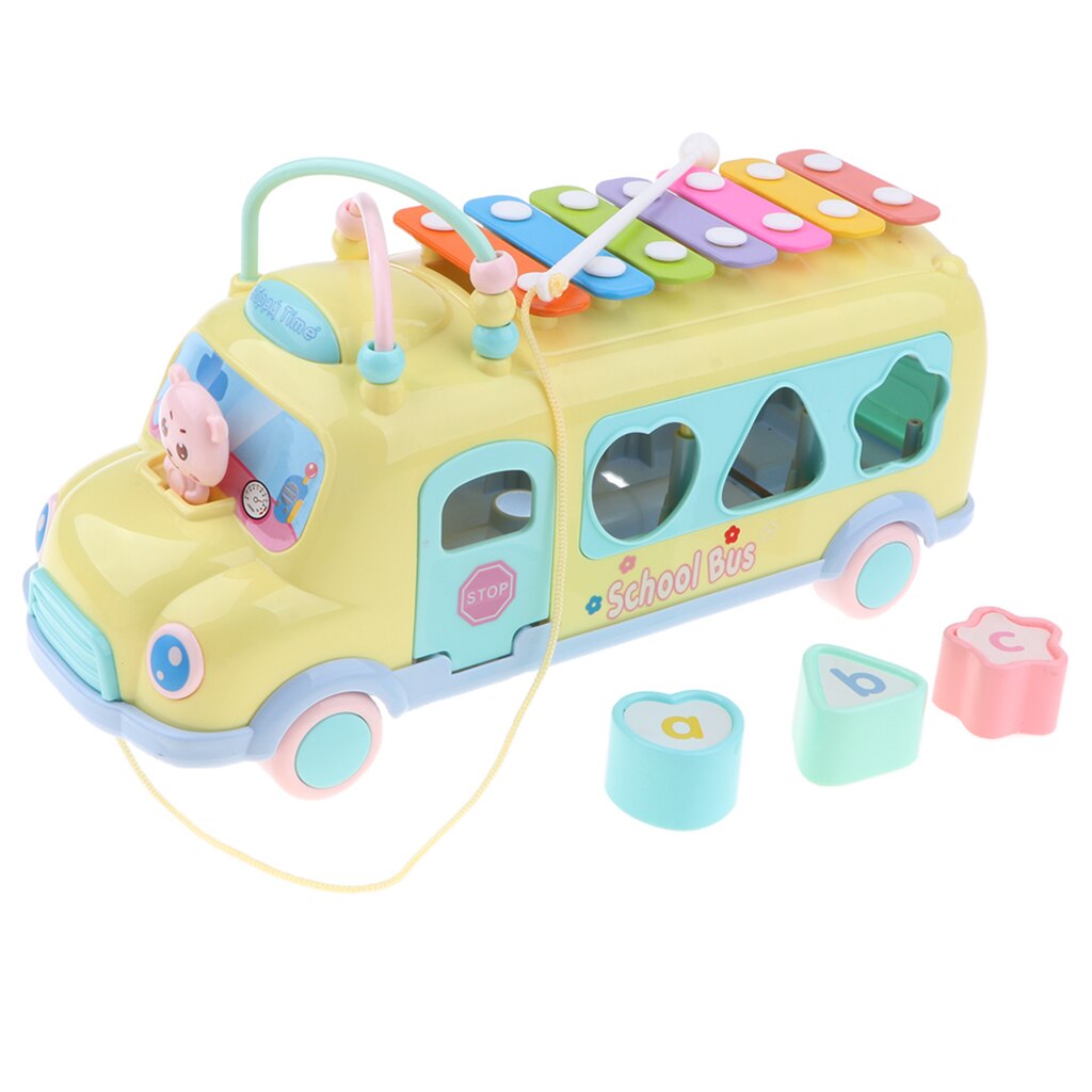 Jouet de Bus 5 en 1 pour enfants, modèle Push And Pull, Musical
