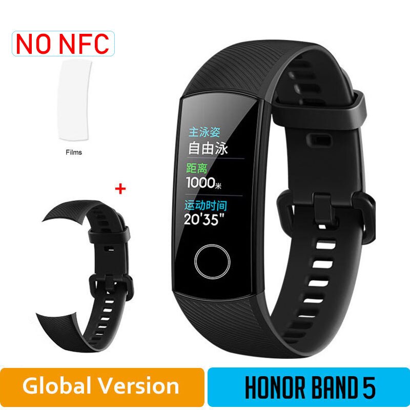 Onore Fascia 5 Nfc Wristband Intelligente di Ossigeno Nel Sangue Multipla Quadranti Attività di Frequenza Cardiaca Fitness Sonno Tracker Passometer Versione Globale