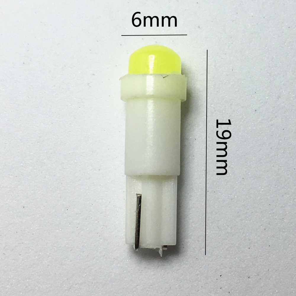 Lumière d'intérieur de voiture T5 Led 1 SMD en céramique, jauge de tableau de bord, lampe, Instrument ampoule en céramique, lumière de coin de voiture DC 12V 10 pièces