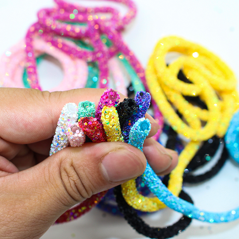 1 yards Kerst Kleur Glitter Steentjes Pailletten Passementen Zachte Buis Koord Touw DIY Kledingstuk Schoenen Feestdecoratie Bruiloft