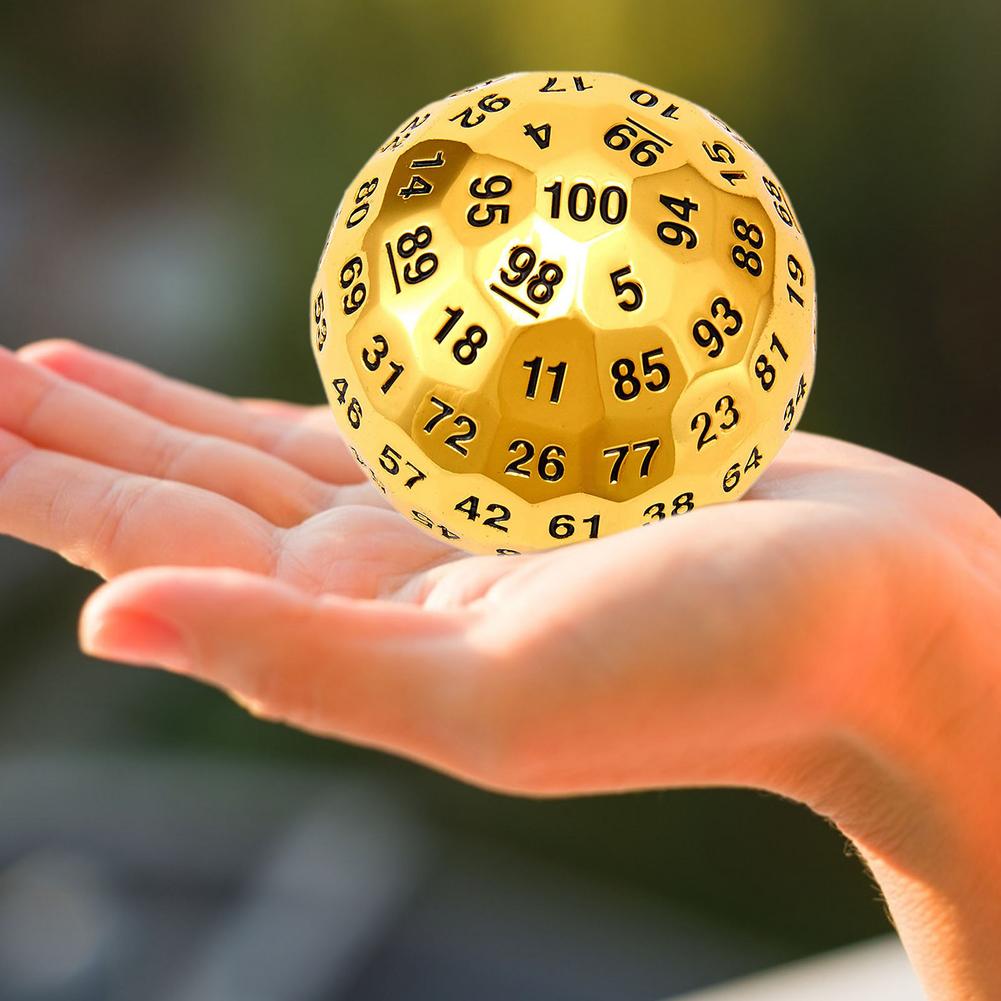 Metalowe kości wielościenne 100 stron kości, przezroczysta kostka D100, kostka 100 jednostronna, kostka robić gry D100, kostka 100-jednostronne z niebieski