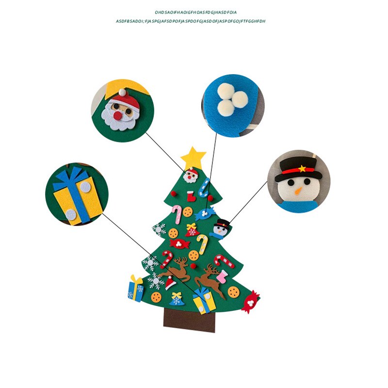 Kids DIY Felt Christmas Tree with Ornaments Children Year for Christmas Door Wall Hanging Decoration