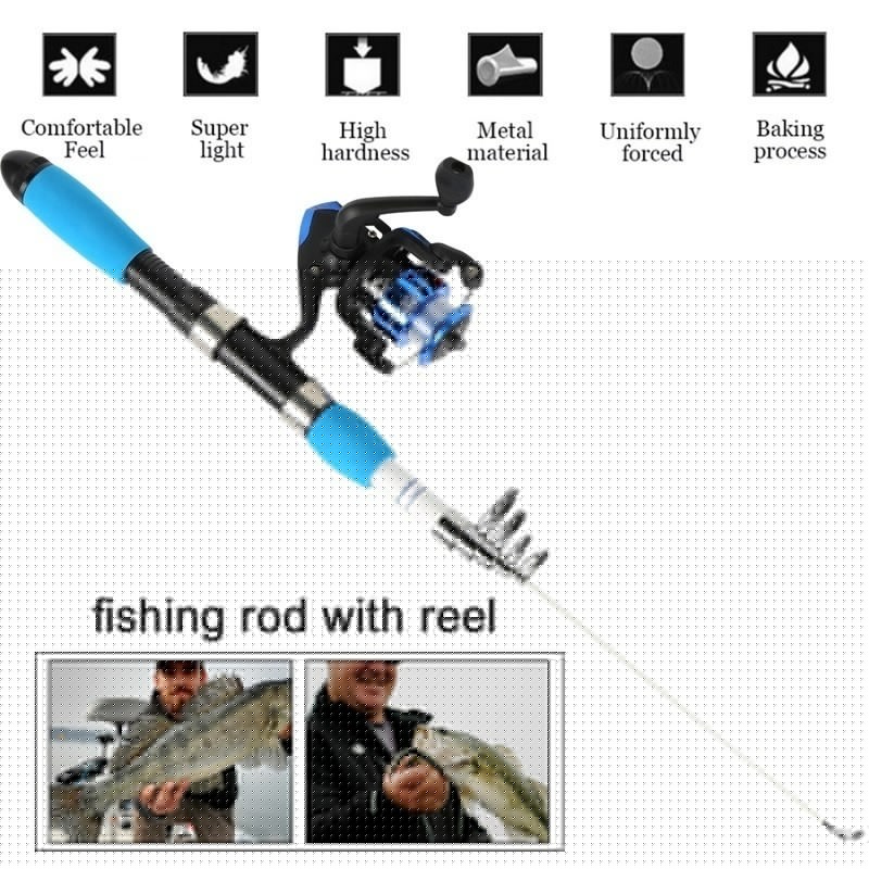 Fishing Rod Full Kits With Telescopic Fishing Rod And Spinning Reel Baits Hooks Saltwater Freshwater Travel Pole Set