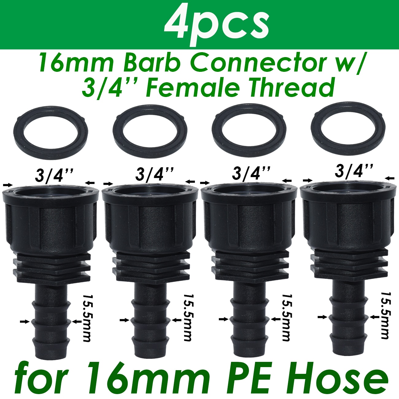 SPRYCLE 4PC 1/2 "3/4" Weiblich Außengewinde Anschluss Zu Widerhaken 16mm 20mm 25mm PE Schlauch Adapter Garten Bewässerung Tropf Bewässerung System