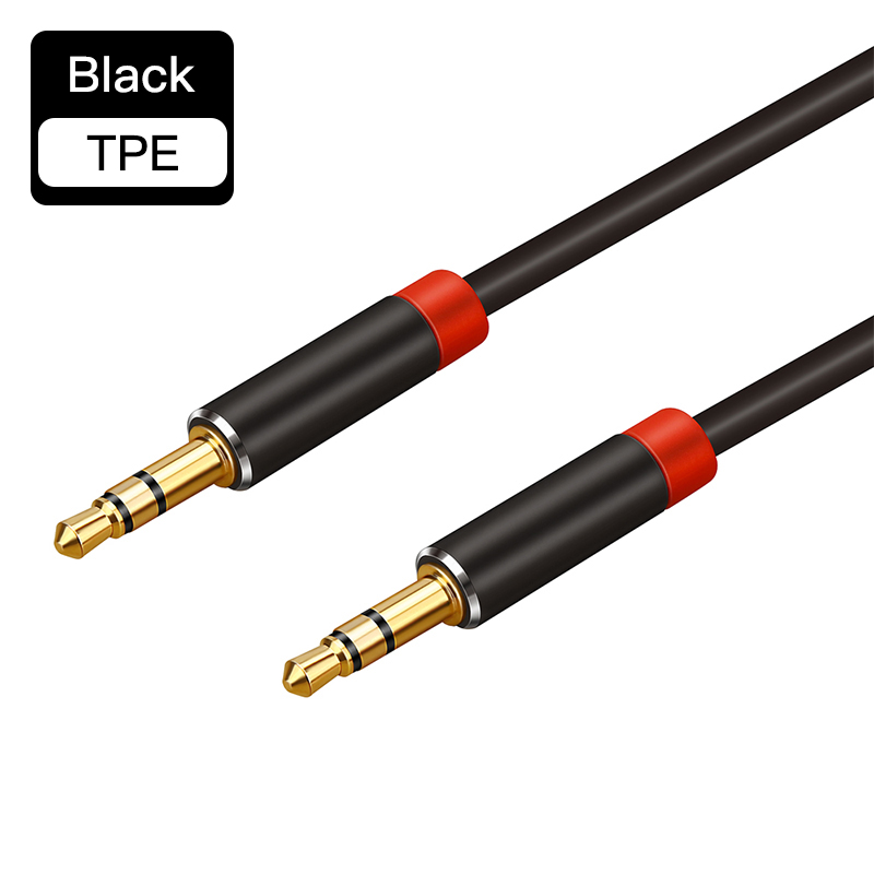 Lungfish AUX Cable Jack 3.5mm Audio Cable 3.5 mm Jack Speaker Cable 1m 2m 3m 5m for iphone Samsung xiaomi Car Headphone Speaker: TPE black / 1m