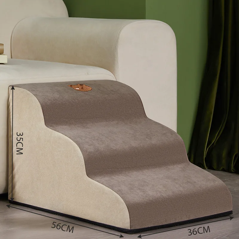 Escalier de canapé pour animaux de compagnie, 2/3 marches, pour petit chien, chat, rampe pour animaux de compagnie, antidérapant, amovible, lit pour chiens, fournitures pour animaux de compagnie: Gris clair