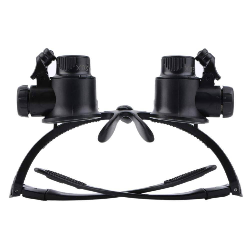 Forstørrelsesglas briller lup lup briller med led belysning ur reparation 20x dual eye smykker lup linse