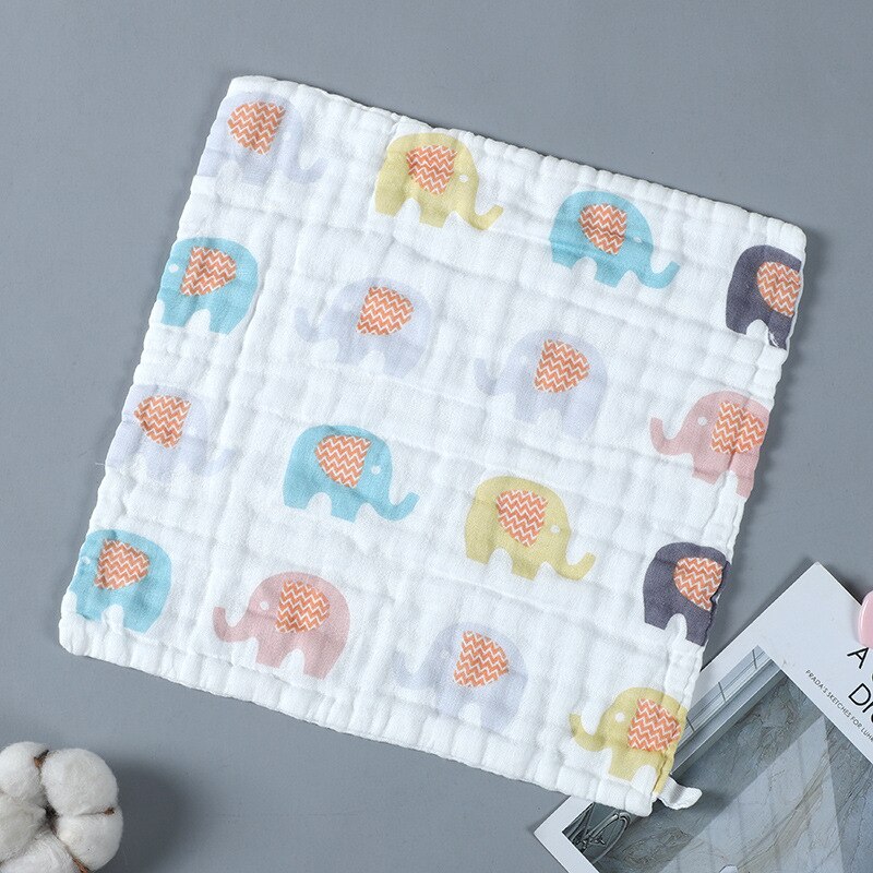 Baby Handdoek Cartoon Dieren Pasgeboren Gezicht Wassen Zakdoek Microfiber Peuter Katoen Gaas Veeg Doek Kinderen Levert: Elephant