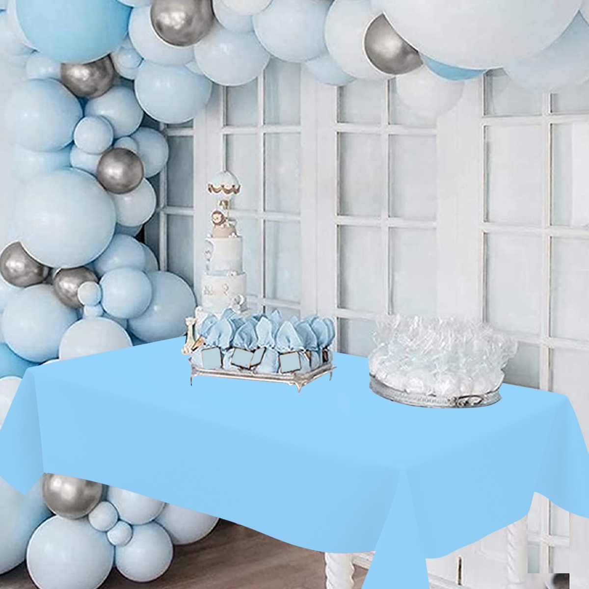 Mantel de plástico desechable de varios colores, cubierta de mesa rectangular de 137 × 183cm para decoración de fiestas, eventos, bodas y cumpleaños, 1/5 Uds.