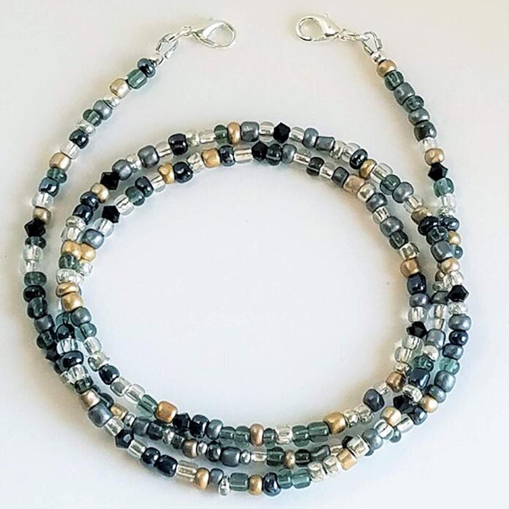 Cadena Bohemia para mascarilla para mujer, cadenas para máscara, joyería Bohemia, Gargantilla con letras, Collares coloridos: 5