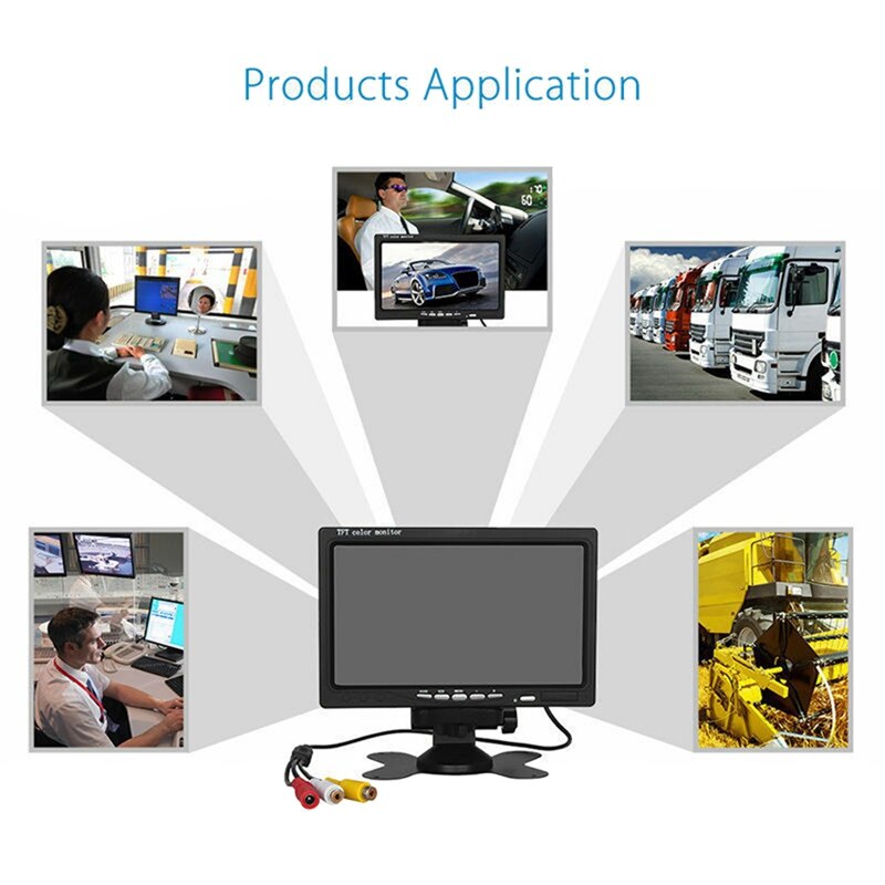 9V-36V 7Inch Tft Lcd-kleurenscherm Monitor Voor Auto Achteruitrijcamera Dvd Vcr Cctv hd Monitor 800X480 Voor Bus Truck