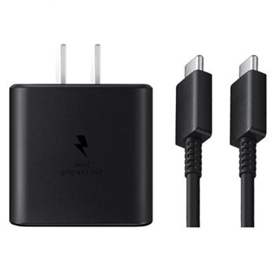 Samsung Note 20 + cargador 45W USB-C, EP-TA845 de carga rápida superadaptable para Galaxy Note 10 +/20 Ultra/S20/S20 Ultra/S 20 +: black US add cable