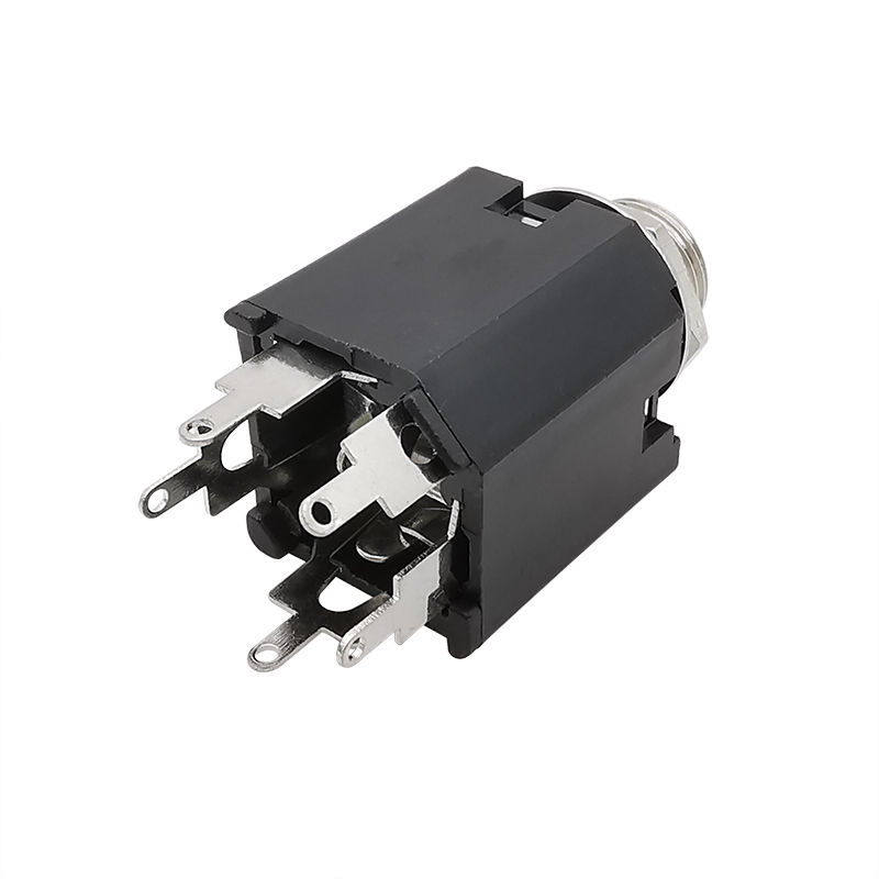 PJ-612A 6.35mm Audio Headphone Jack 1/4 inch 5 Pin Audio Microphone Female Socket Panel Mount Solder Conenctor with Nut