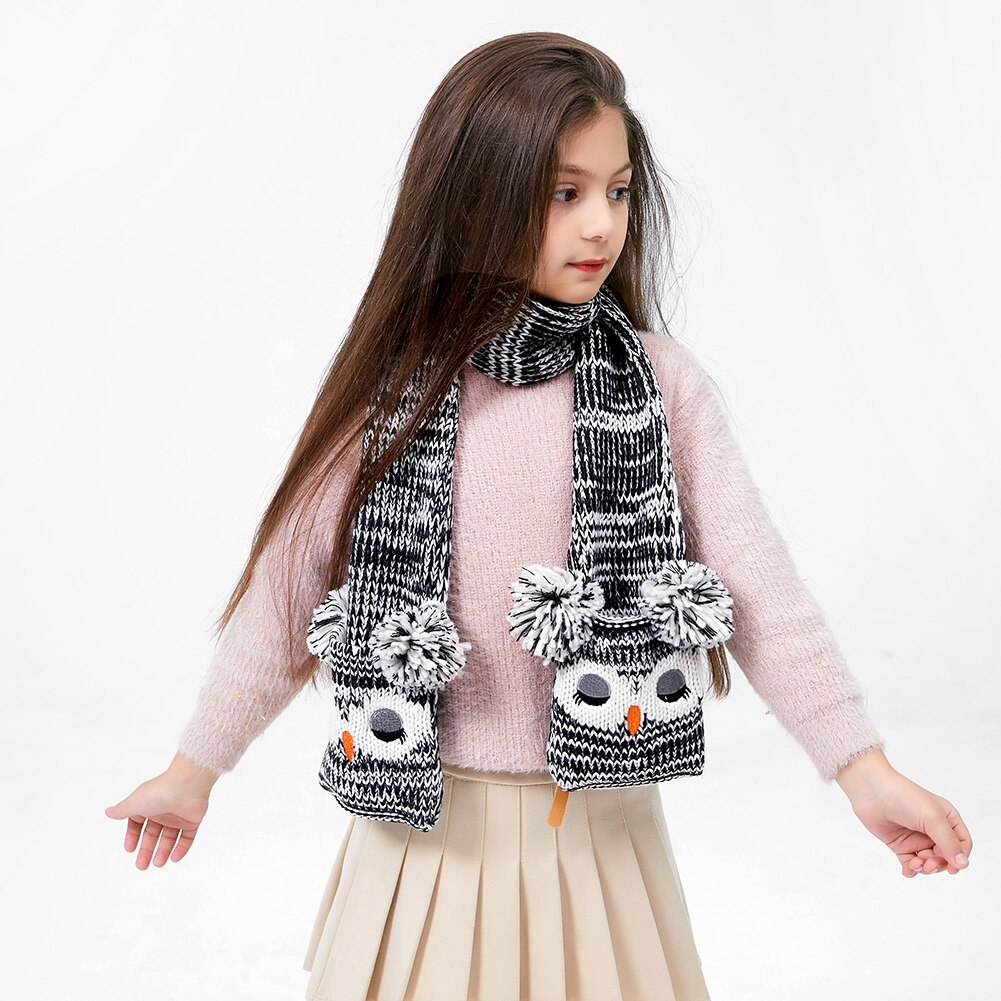 Cartoon Autumn Winter Children Scarf Cute Shawls Thick Warm Neck Soft Wrap Scarves Knitted Neck Warmer for Outdoor Camping