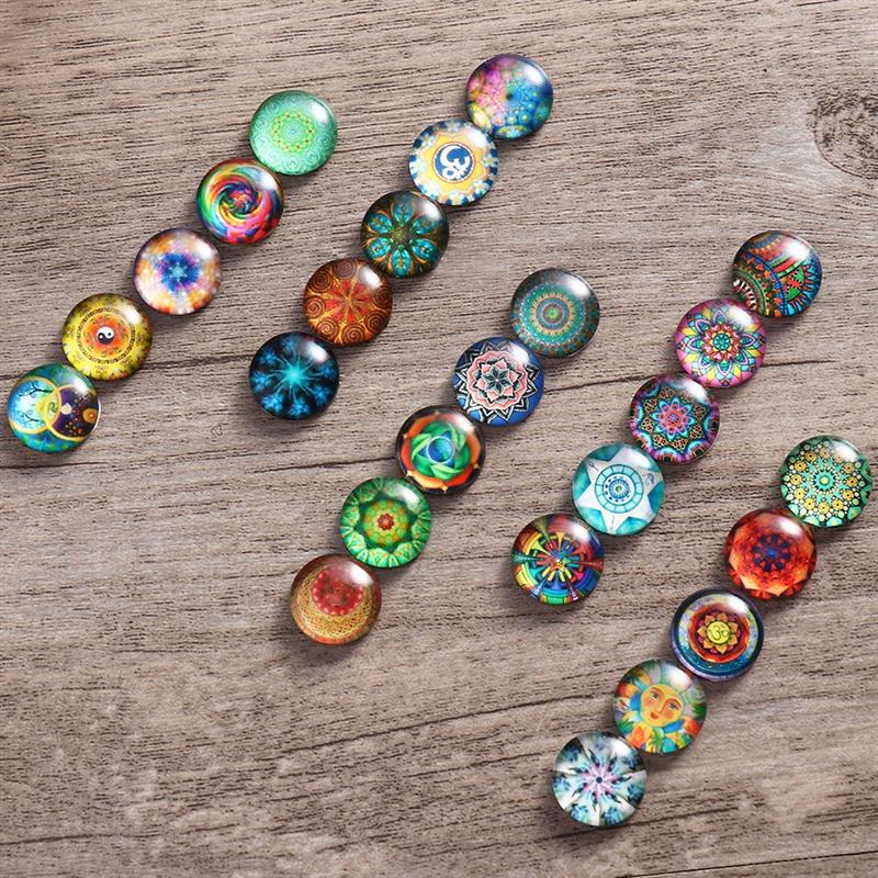 1 Set 50Pcs Mixed Colorful Round Mosaic Tiles DIY Materials Art Crafts Glass Mosaic Sticker For Jewelry Making Art Craft