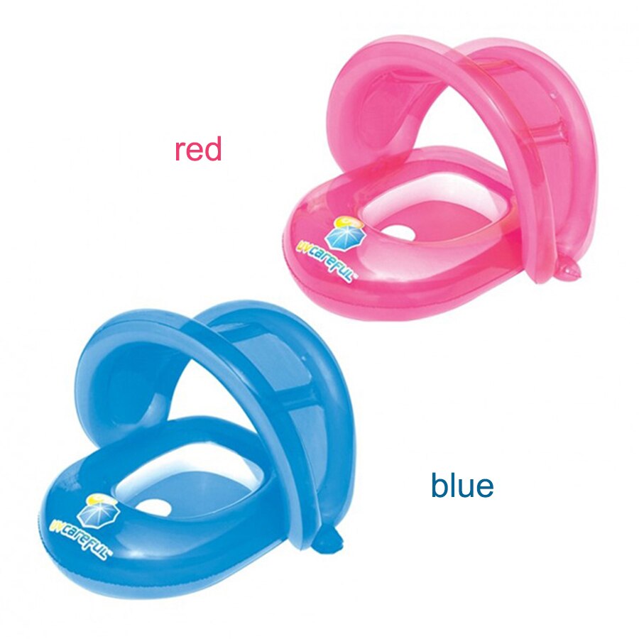 Red blue plastic safe inflatable PVC baby Infant swimming seat float adjustable sunshade seat swimming pool accessories