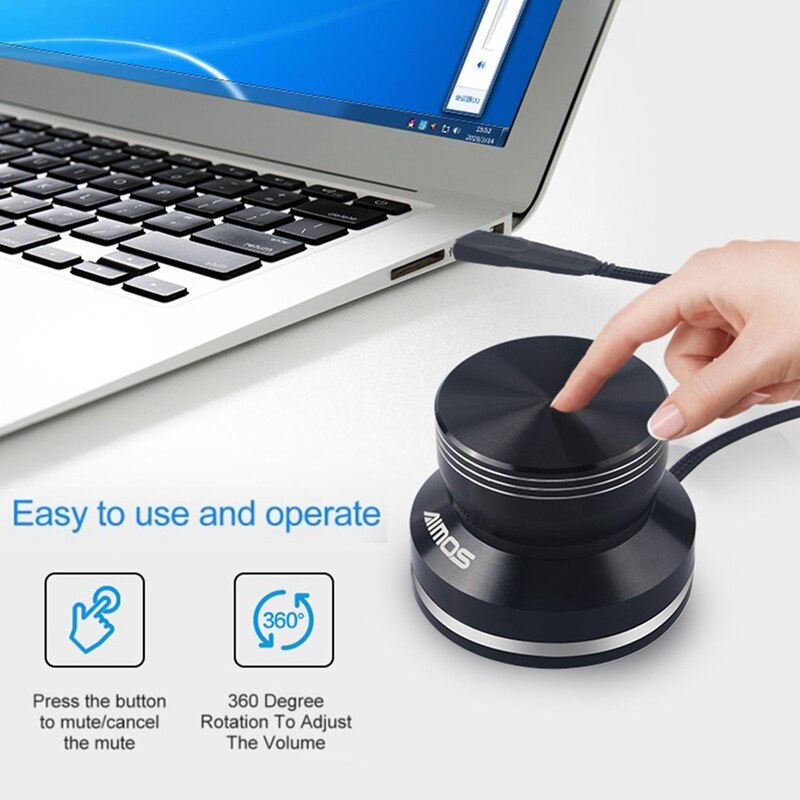 AIMOS USB Multimedia Controller and Input Device Volume Control Knob with One Key Mute Function for Mac, PC, Computer