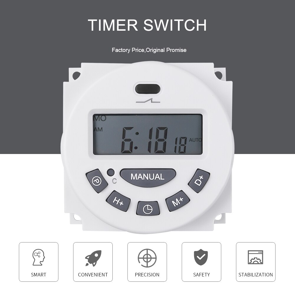 Digitale Lcd Timer Schakelaar Socket 220V 110V 12V Ondersteuning Timer Programmeerbare Tijdrelais Controle Wekker Licht tijdschakelaar