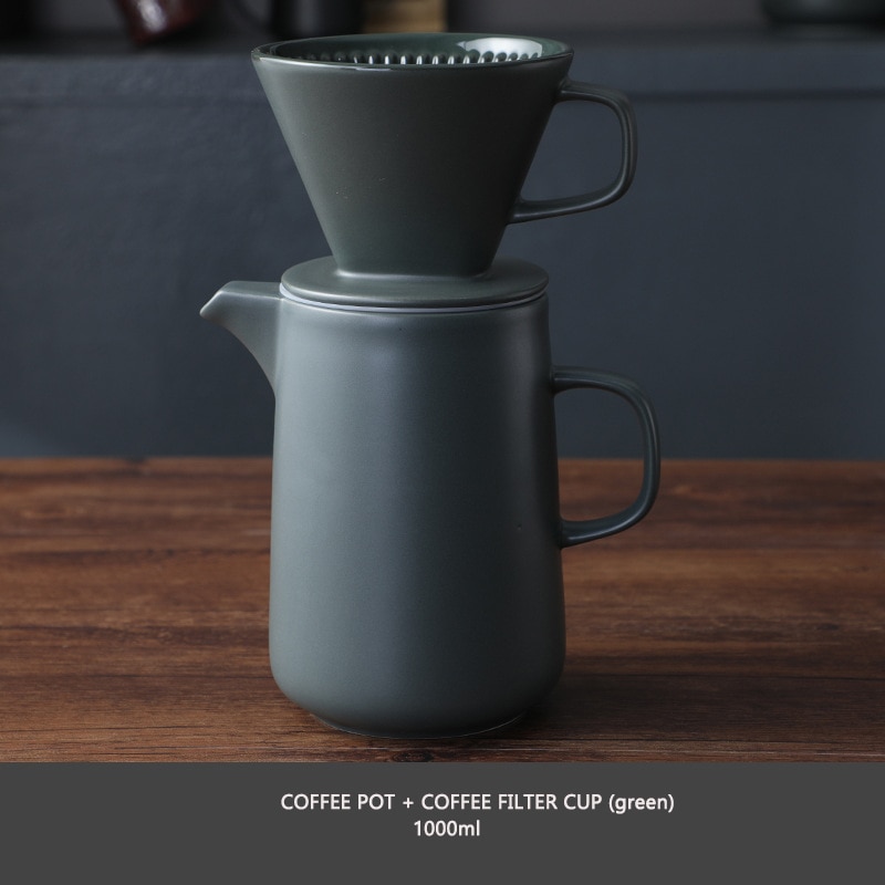 V60-cafetera de conducción manual reutilizable, filtro de gotero de café, conjunto de accesorios para Cocina: green1000ML
