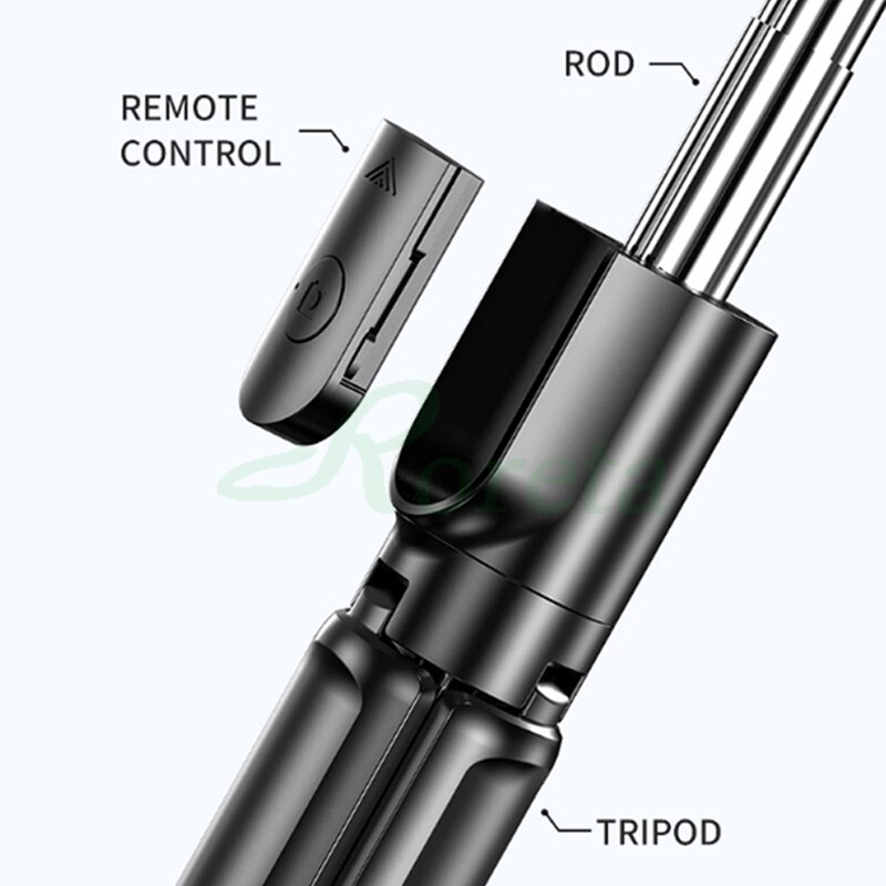 Roreta 3 em 1 sem fio bluetooth selfie vara handheld monopé tripé dobrável com obturador de controle remoto para telefone inteligente