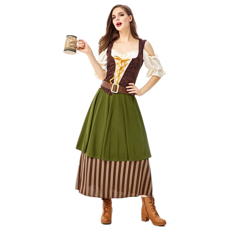 Costume de serveuse de bière allemande oktoberfestival pour filles, tenue de travail, de serveur de bière, de la Tradition cubaine, , M-2XL