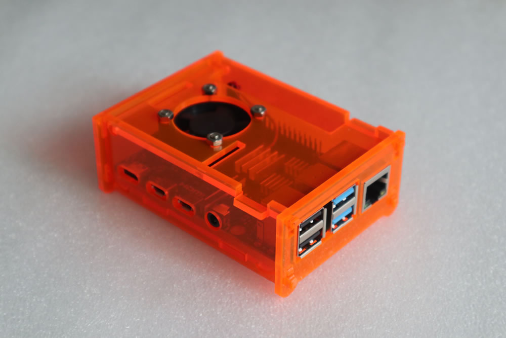 Raspberry Pi 4 Orange Acrylic Case Enclosure Box with Cooling Fan