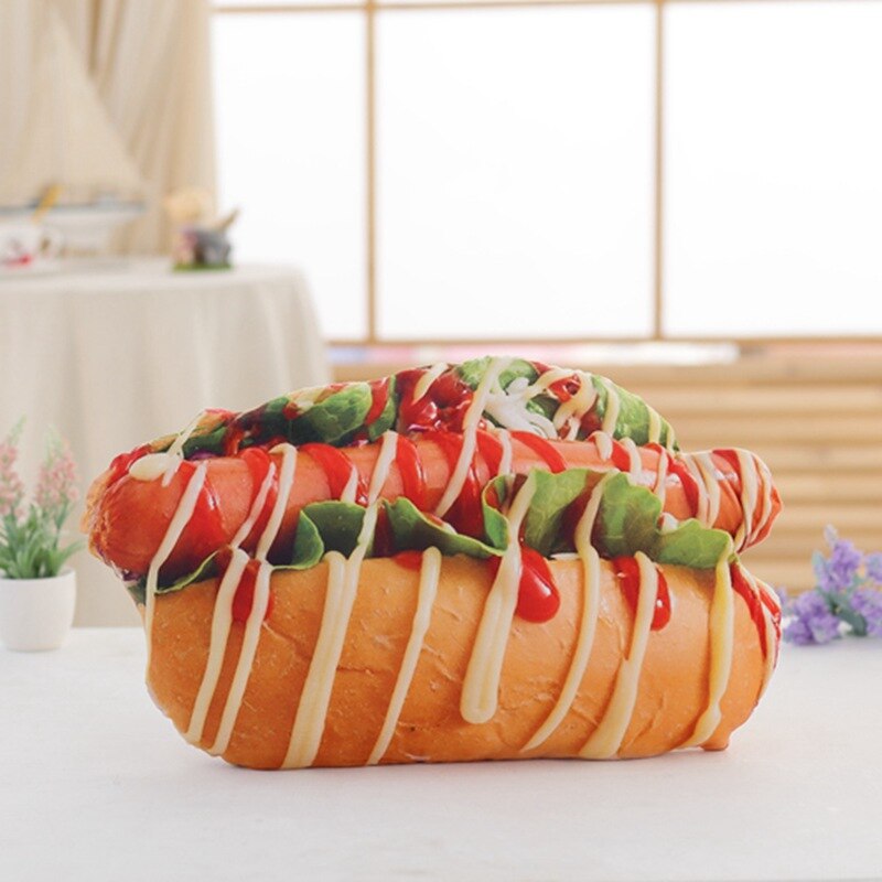 Simulation Pizza Biscuit Hamburger oreiller en peluche doux dessin animé restauration rapide pain Dog peluche poupée canapé chaise coussin drôles: Hot Dog(50cm)