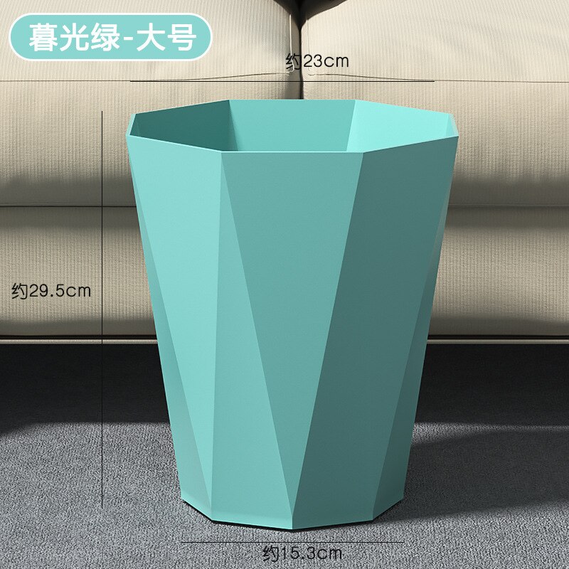 Cubo de basura de plástico para el hogar y la Oficina, papelera de almacenamiento Irregular, sin tapa, de estilo nórdico: green-large