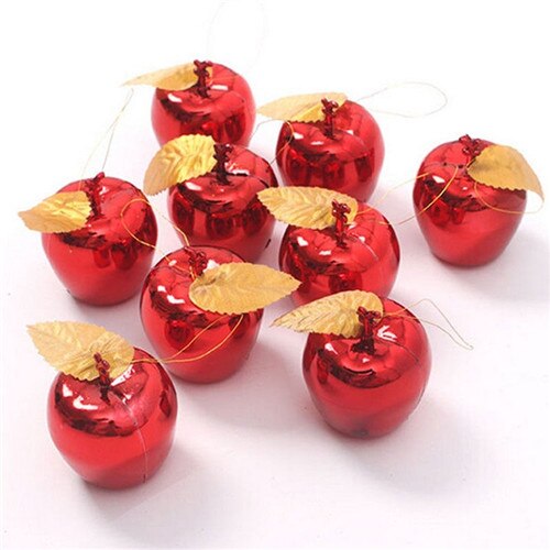 12pcs Christmas Tree Xmas Balls Decorations Gold Red Apple Baubles Party Wedding Pedant Hanging Ornament