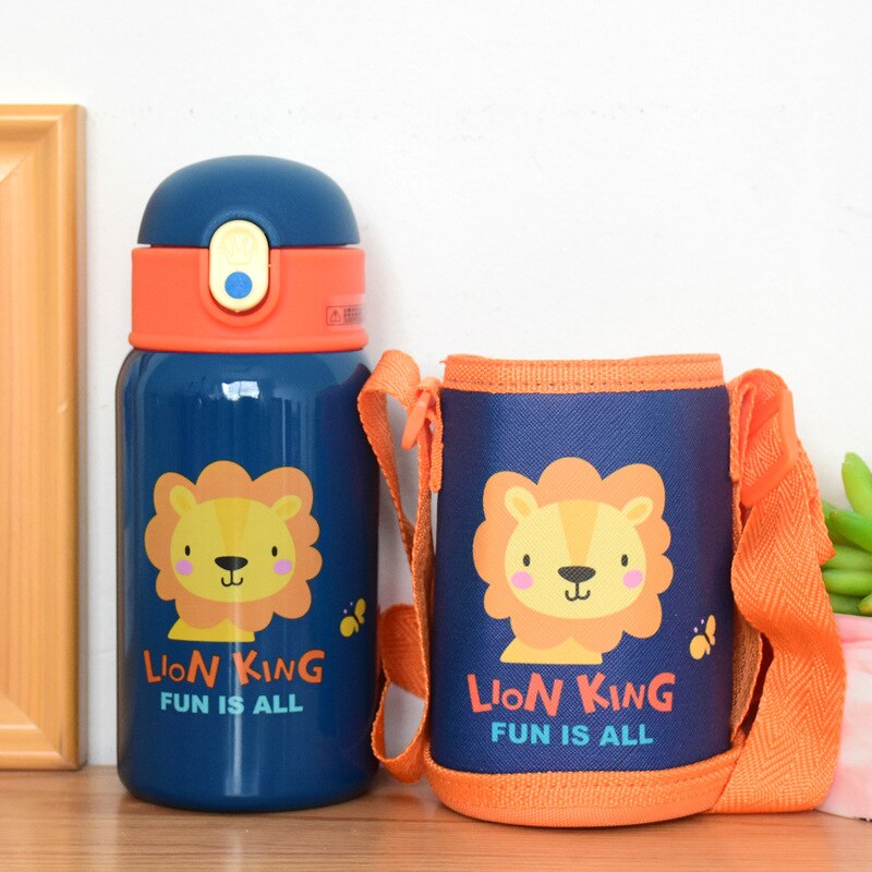 600/400ml enfants dessin animé bouteilles à boire Double couches 316 acier inoxydable Thermos eau enfants isolé tasses Portable maison Sc: HA039-blue