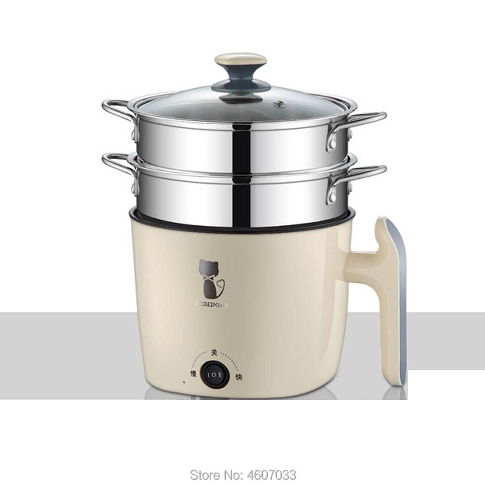 CN 220V Multifunctional Electric Cooker Heating Pan Electric Cooking Pot Machine Hotpot Noodles Rice Eggs Soup double Steamer