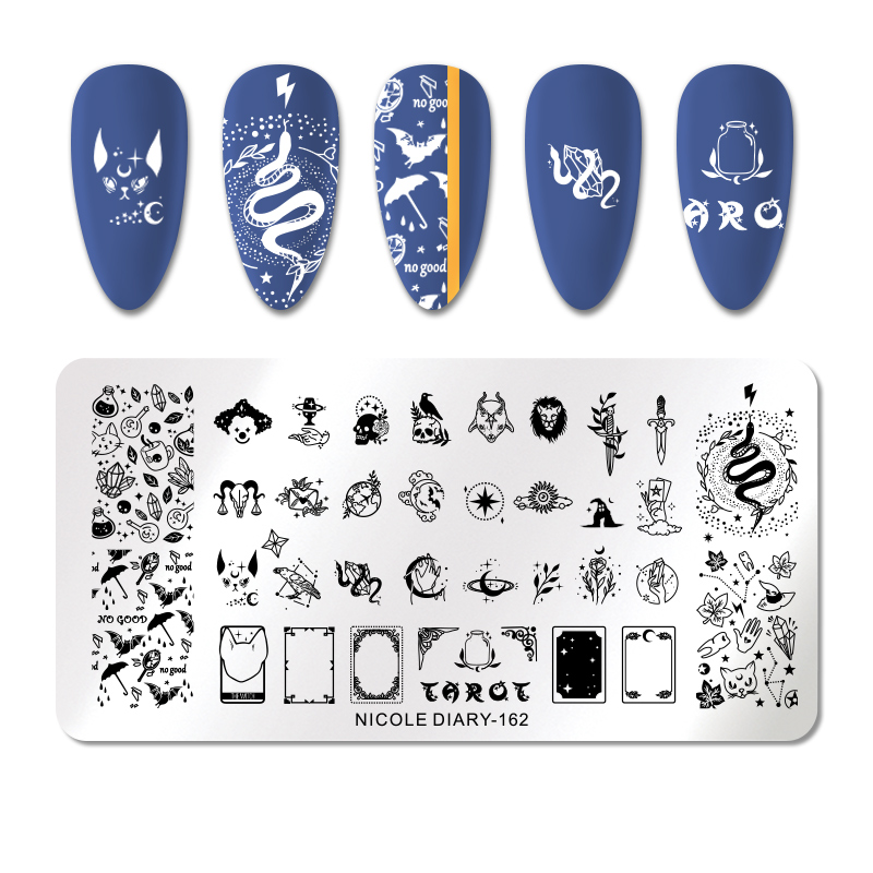 NICOLE DIARY Leopard Butterfly Nail Stamping Plates Tiger Nail Art Stamp Templates Stencils Flower Print Stamping Tool: 162