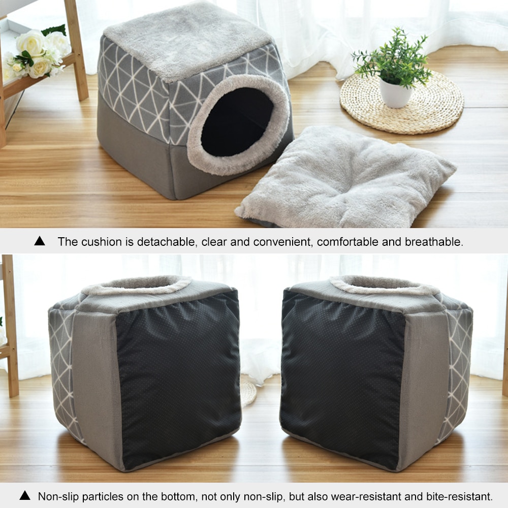 Kæledyrsseng til katte hunde blød reden kennel seng hule hus sovepose mat pad pad telt kæledyr vinter varme hyggelige senge 2 størrelse l  xl 2 farver