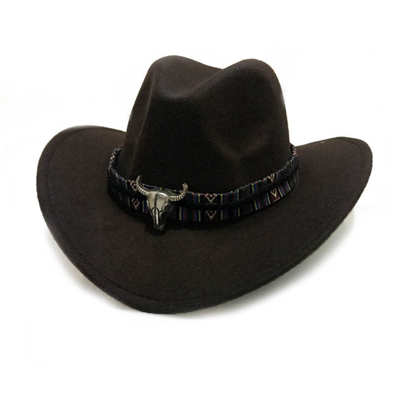 Chapeau de Cowboy de Style ethnique | Chapeau en laine pour femmes, chapeau de Jazz, chapeau de Cowboy de l'ouest, offre spéciale: BR