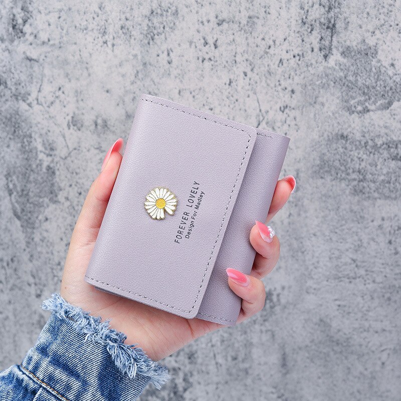 Women's Wallet Chrysanthemum Short Folding Wallet for Girls Ladies Students Multi Card Package Coin Purse Change Bag