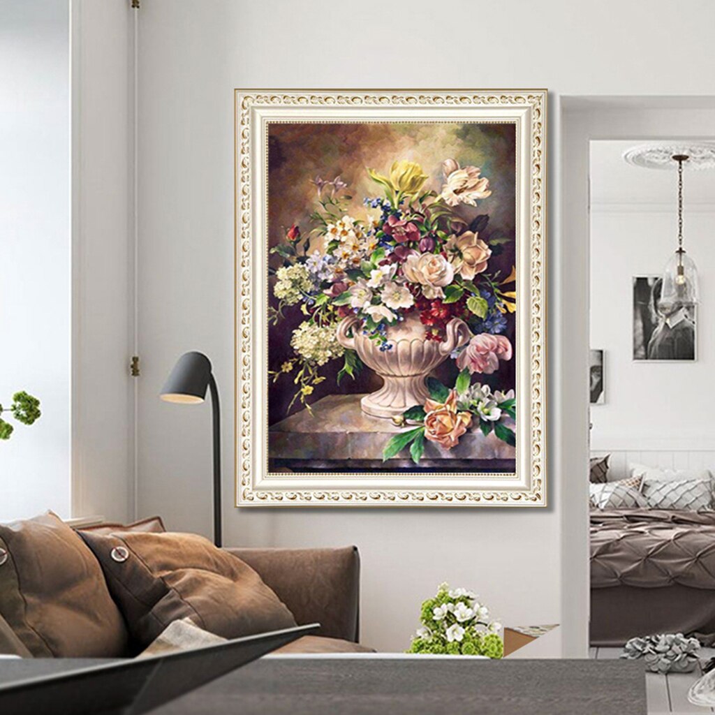 5D Diamond Painting by Number Kit, Floral Embroidery Cross Stitch Picture Supplies Arts Craft Wall Sticker 30 x 20cm