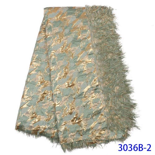 Afrikansk stof blonder fransk nigeria brocade blonder stof med fjer tyl blonder stof til kjoler  ks3036b: Billede 2